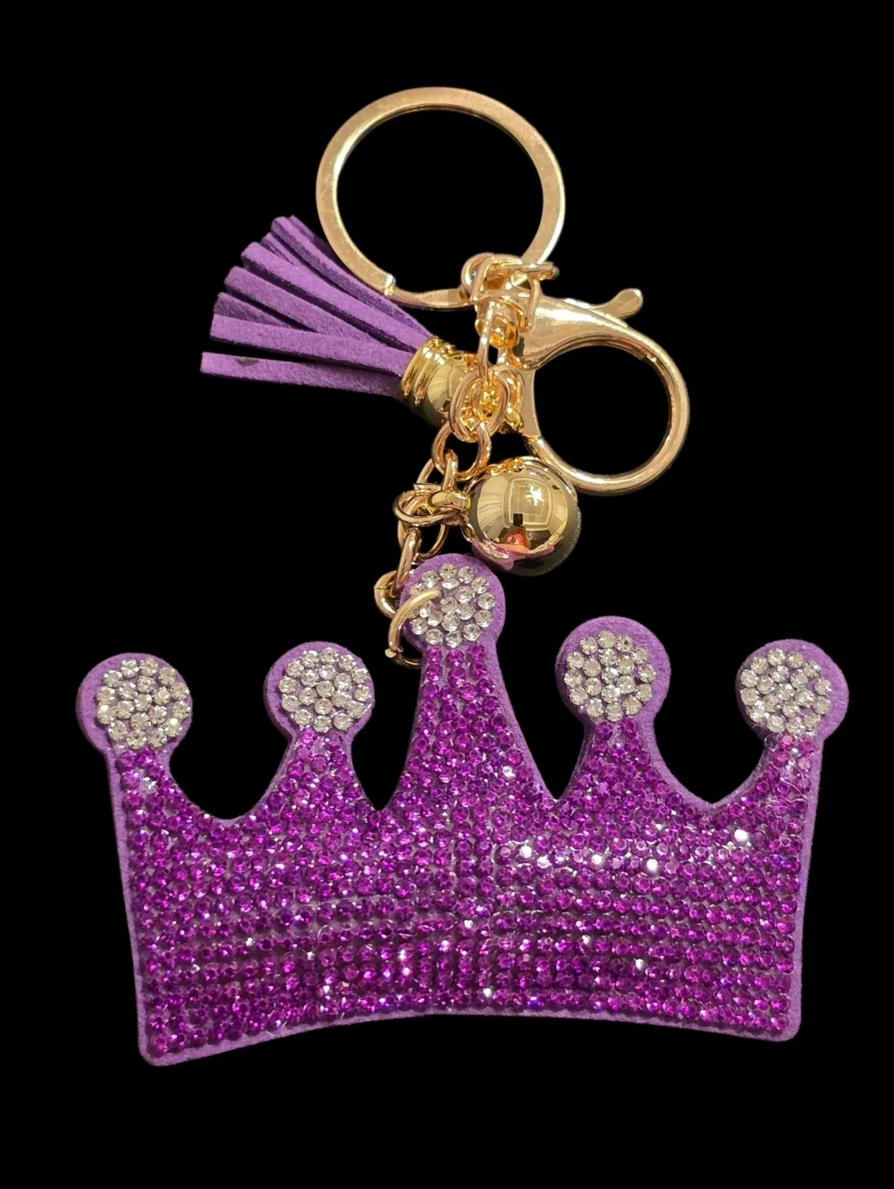 Purple Crown Bsg Charm Keychain with Gold Accents